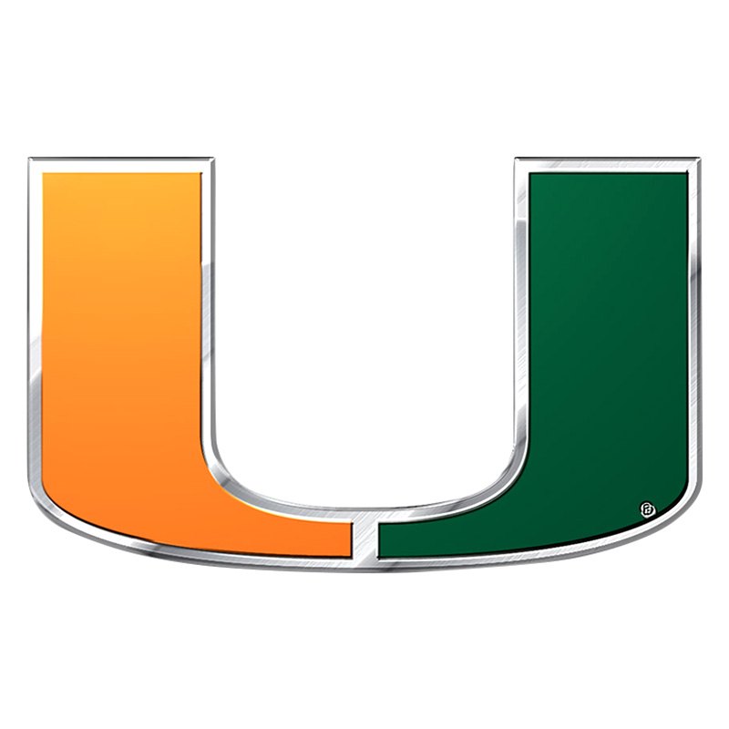 Fanmats® 60537 College University Of Miami Orangegreen Embossed Emblem
