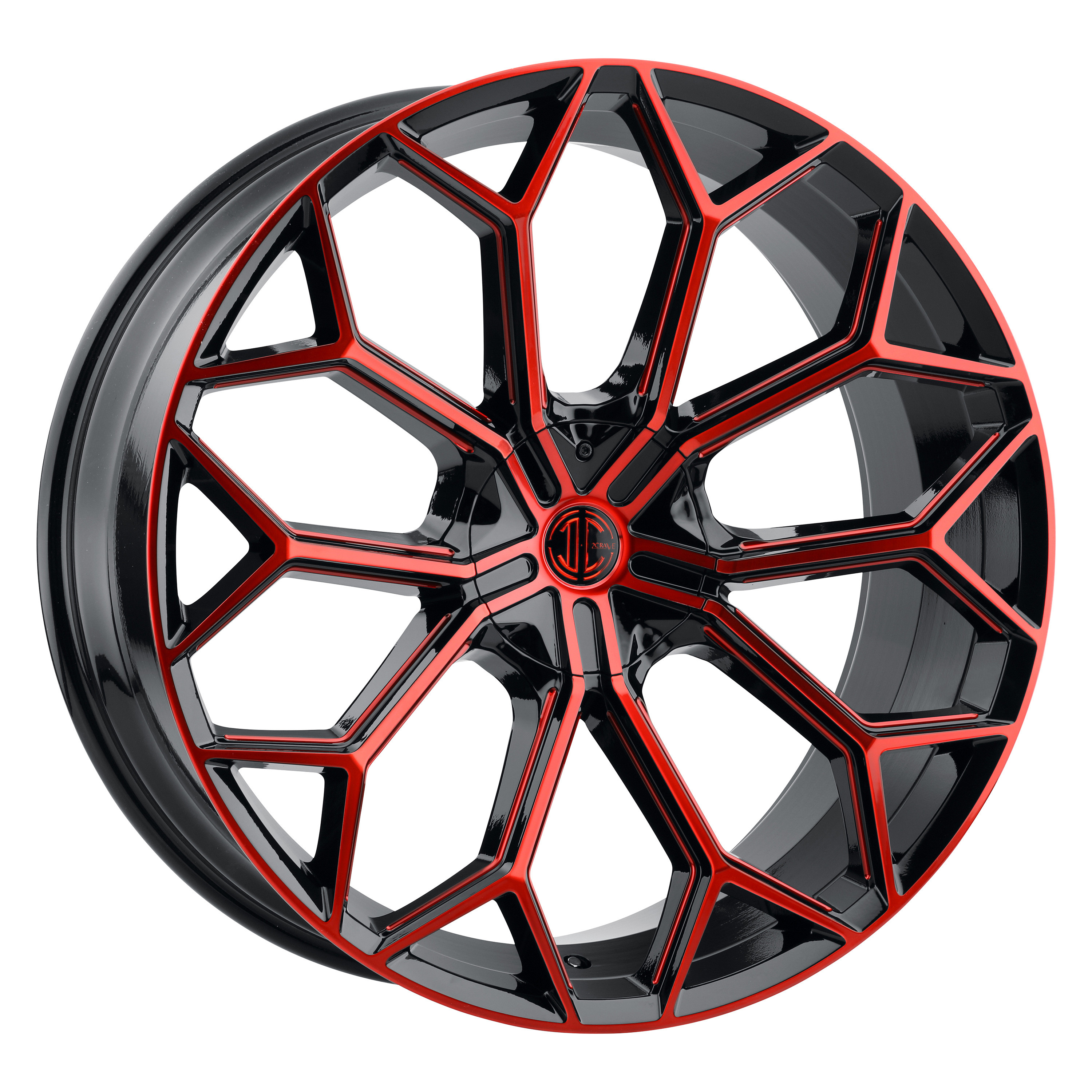 FIERO® NUMBER 42 Wheels - Gloss Black with Red Machined Face and Red ...