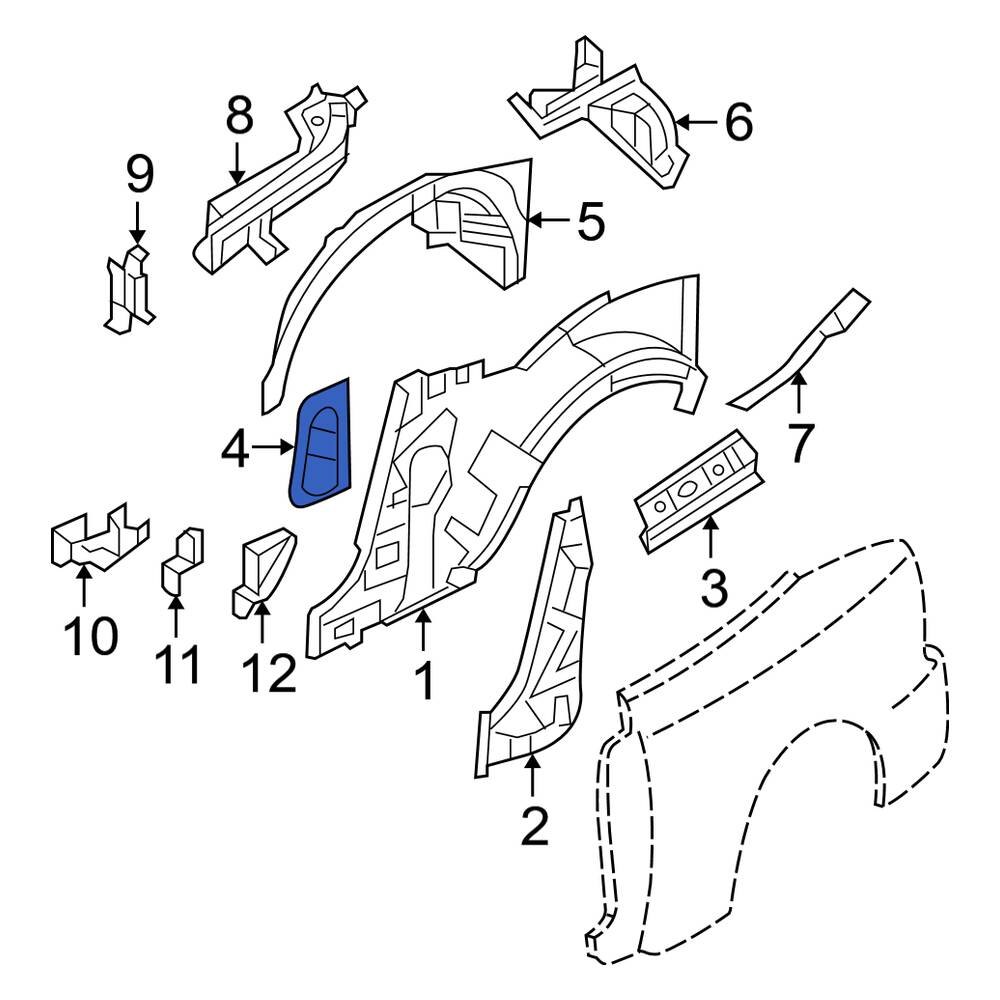 Ford OE 5R3Z7628127AA Left Inner Quarter Panel Reinforcement