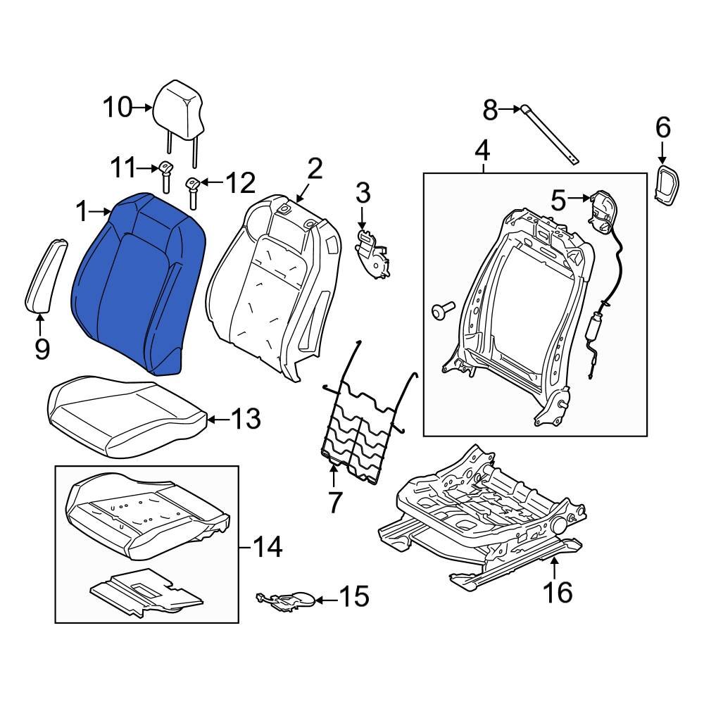 Ford Oe Fr3z7664417de Front Left Seat Back Cushion Cover 