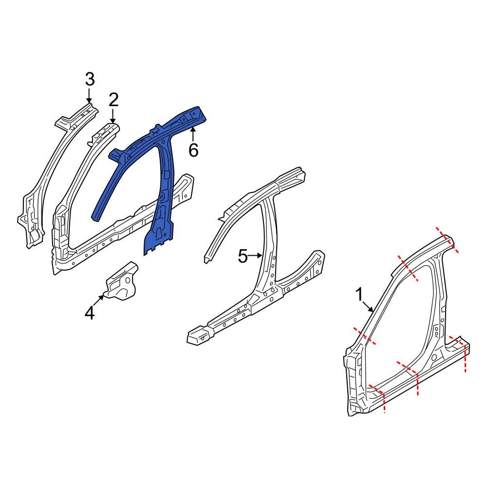 Ford OE 9E5Z5424382A Right Body BPillar Reinforcement