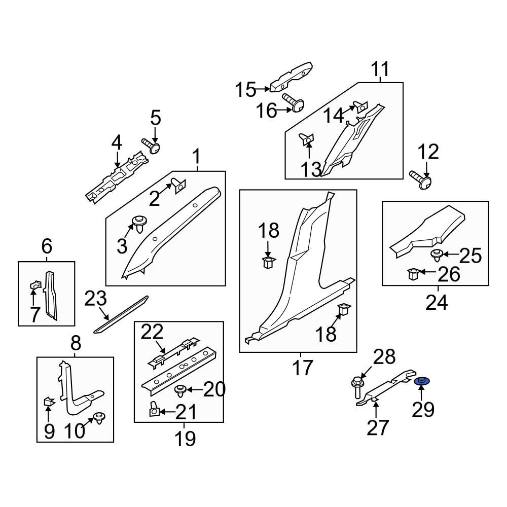 Ford OE W709729S442 Quarter Panel Splash Shield Nut