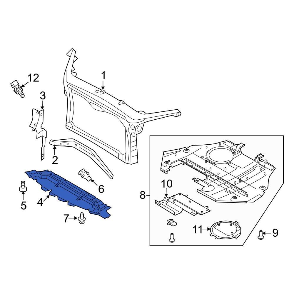 Ford Oe Ae5z8327b - Front Lower Radiator Support Air Deflector