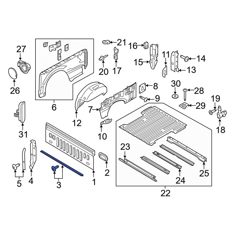 Ford OE FL3Z25403B54B Truck Bed Panel Seal