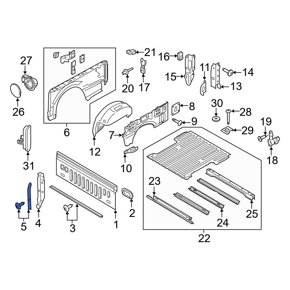 Ford OE FL3Z25403B54A Truck Bed Panel Seal