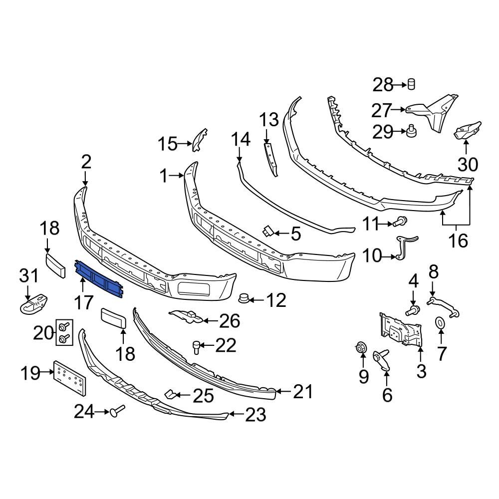 Ford OE JL3Z17B968AB Front Center Bumper Cover Spacer Panel