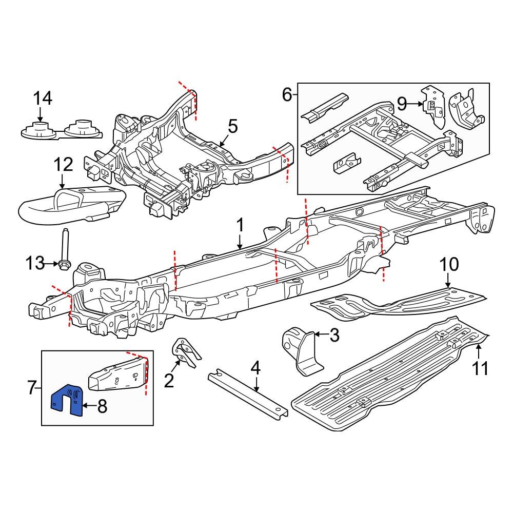 Ford OE FL3Z17N775C - Front Left Frame Rail End Bracket