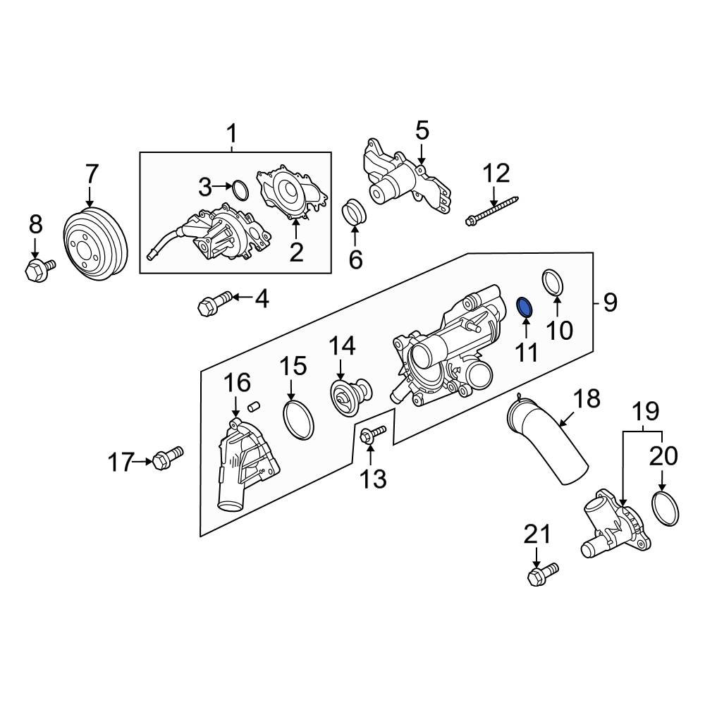 Ford OE HL3Z8527B - Engine Coolant Thermostat Housing O-Ring