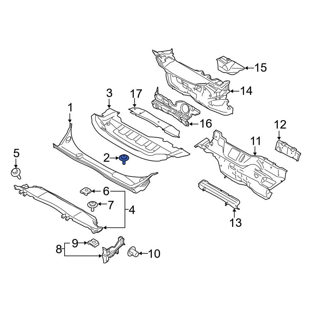 Ford Oe W700501s442 - Radiator Support Air Deflector Screw