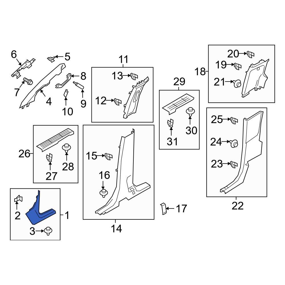Ford OE KB3Z2102345AA Left Kick Panel Trim