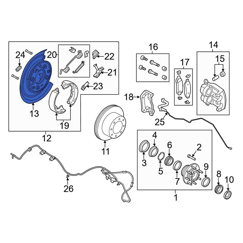 Ford OE BC3Z2B636B - Rear Right Brake Backing Plate