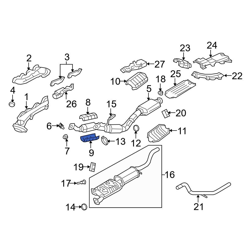 Ford OE 3L2Z5E258BA Front Right Lower Catalytic Converter Heat Shield