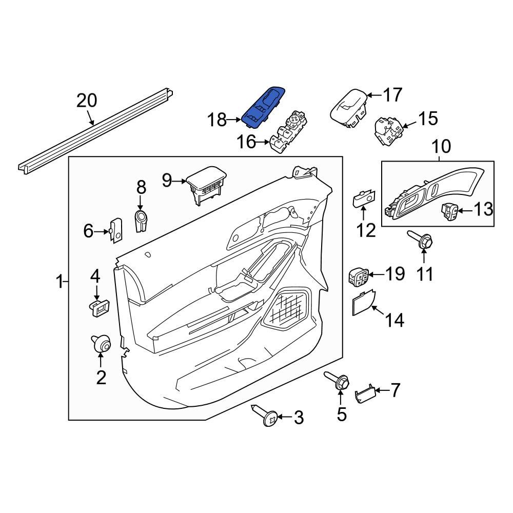 Ford OE BB5Z14525AA Front Left Door Window Switch Bezel