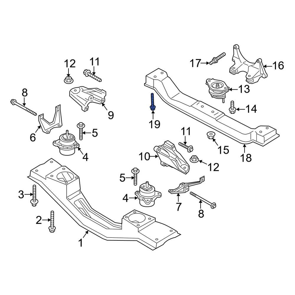 Ford OE W716331S439 Transmission Crossmember Bolt