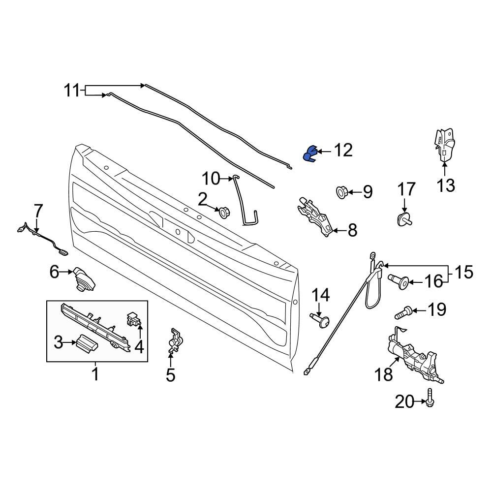 Ford OE N811494S Tailgate Latch Rod Clip