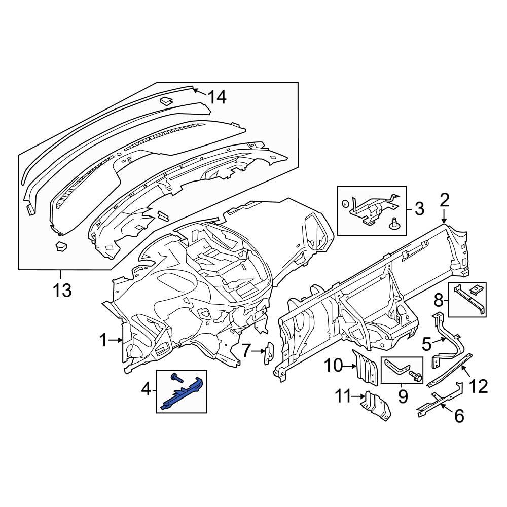 Ford Oe Dv6z54044g04a - Lower Instrument Panel Crossmember Bracket