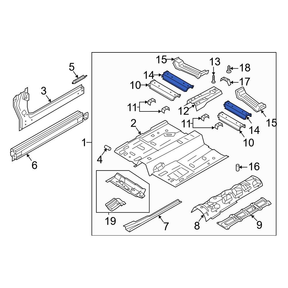 Ford OE LX6Z7810624A - Front Center Right Floor Pan Crossmember