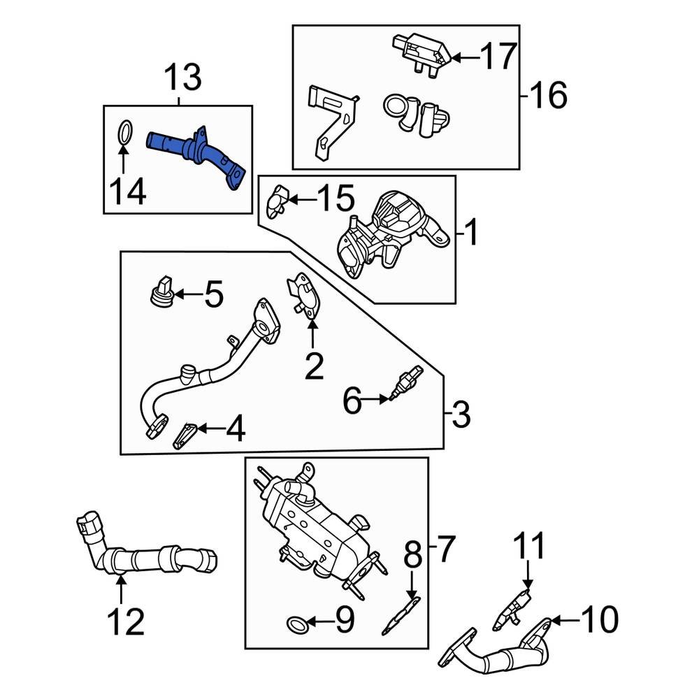 Ford OE JT4Z9E469B Exhaust Gas Recirculation (EGR) Tube