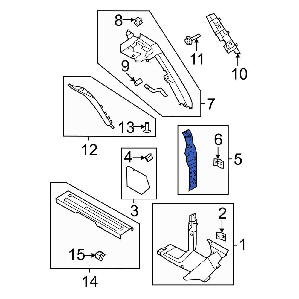 Ford OE M2DZ7802345AB Left Cowl Extension