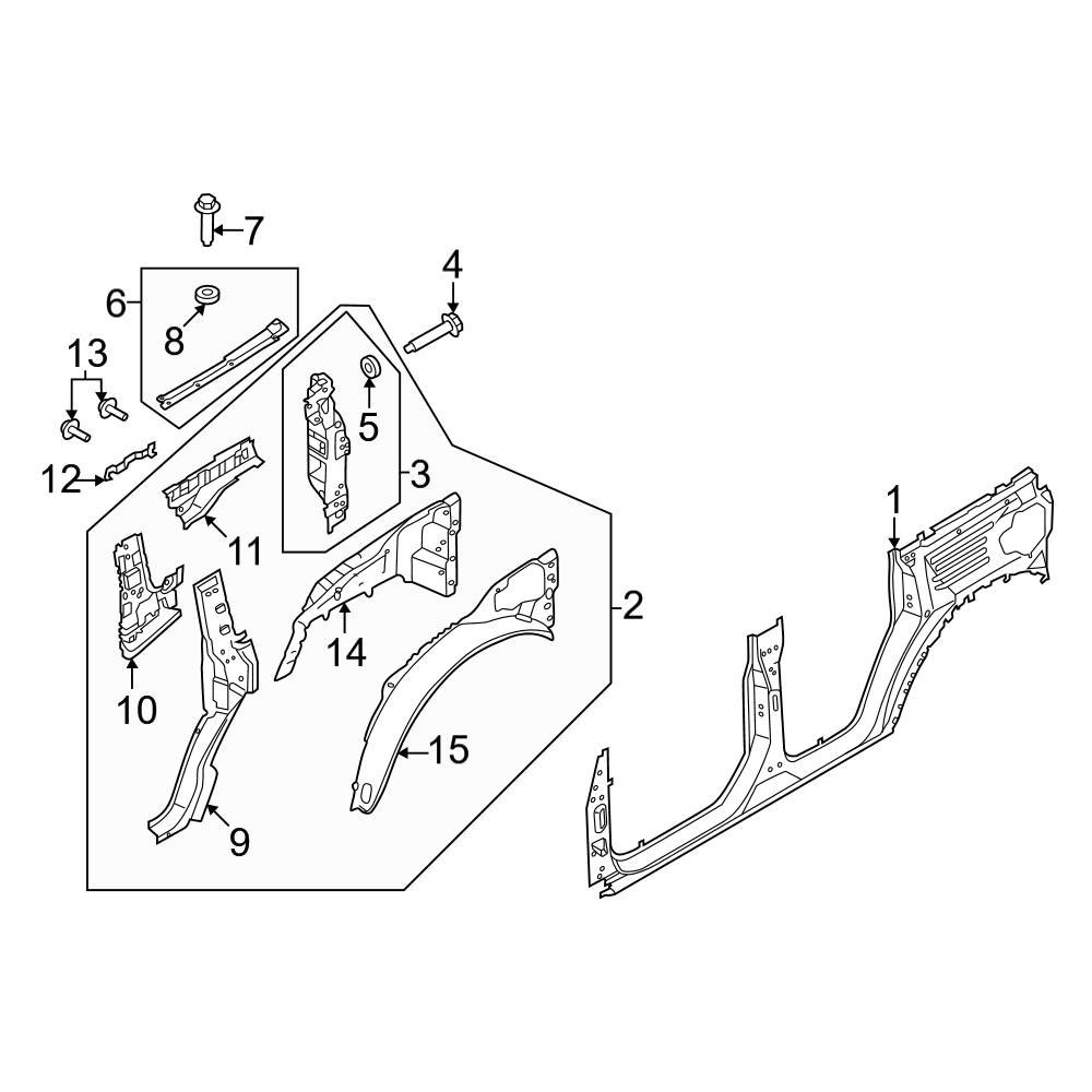Ford OE M2DZ7827791A Rear Left Quarter Panel Reinforcement