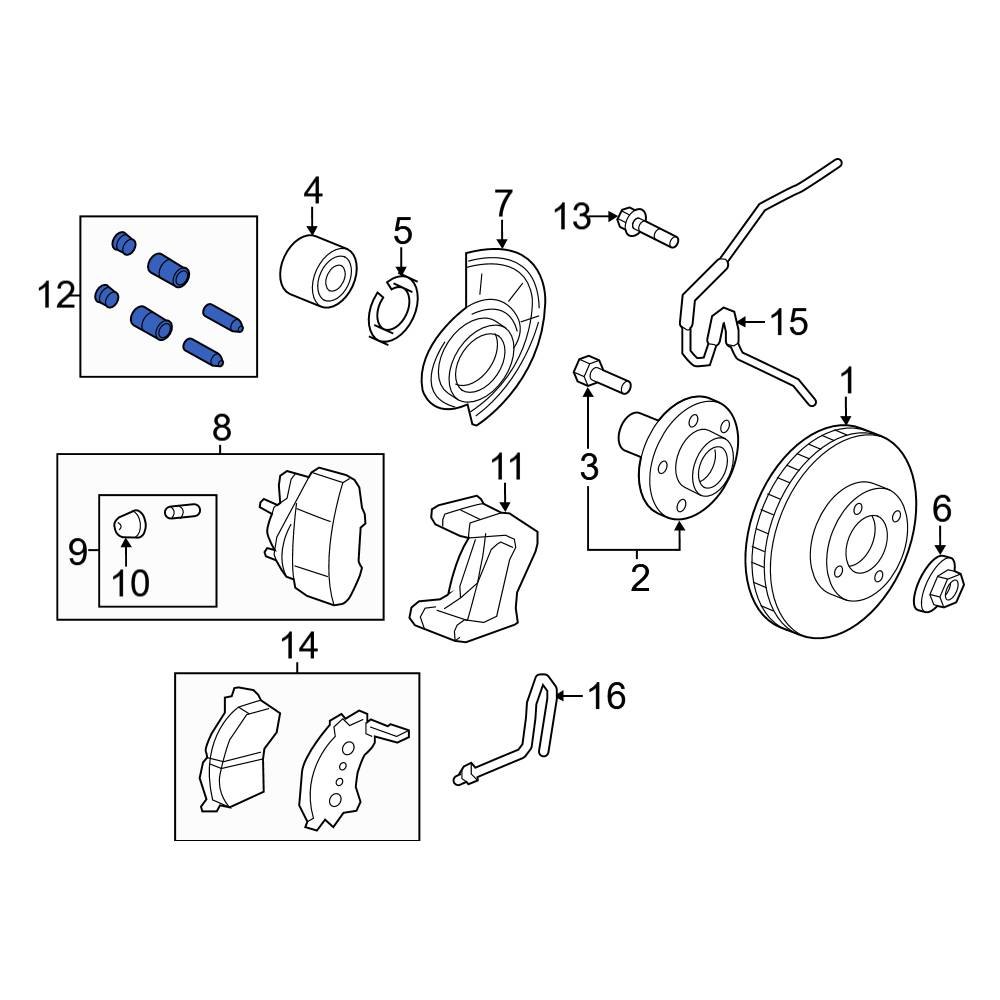 Ford OE 5L8Z2L527B Front Disc Brake Caliper Bolt Kit