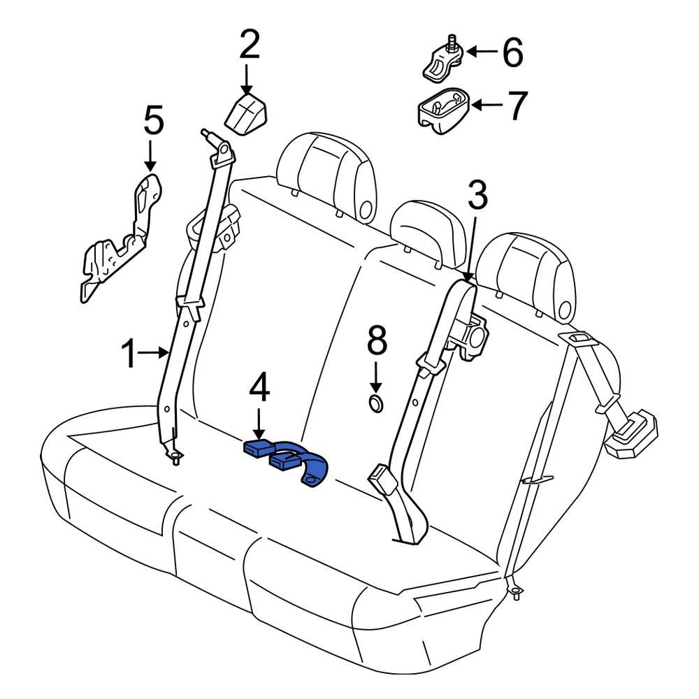 Ford OE AL8Z7860044AA Rear Seat Belt Receptacle
