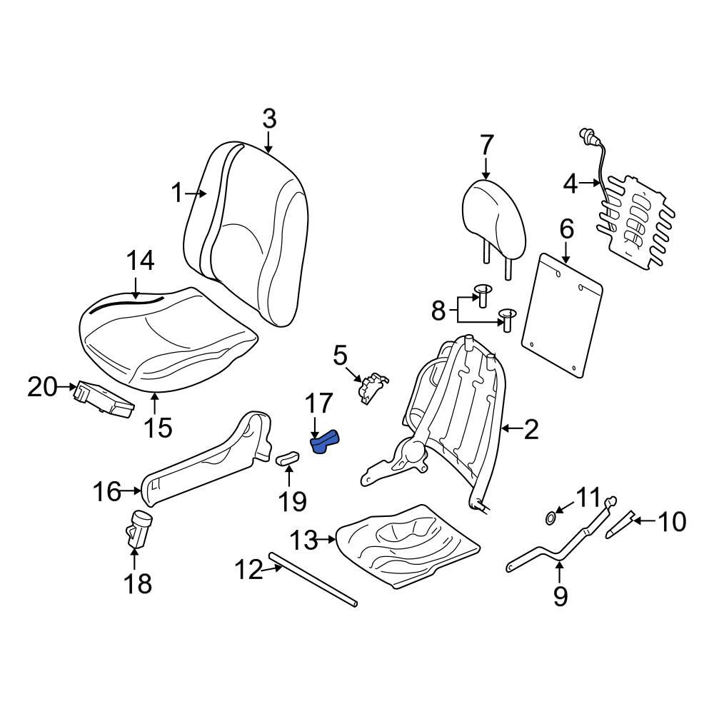 Ford OE 8L8Z7861736AB Front Right Seat Back Recliner Adjustment Handle