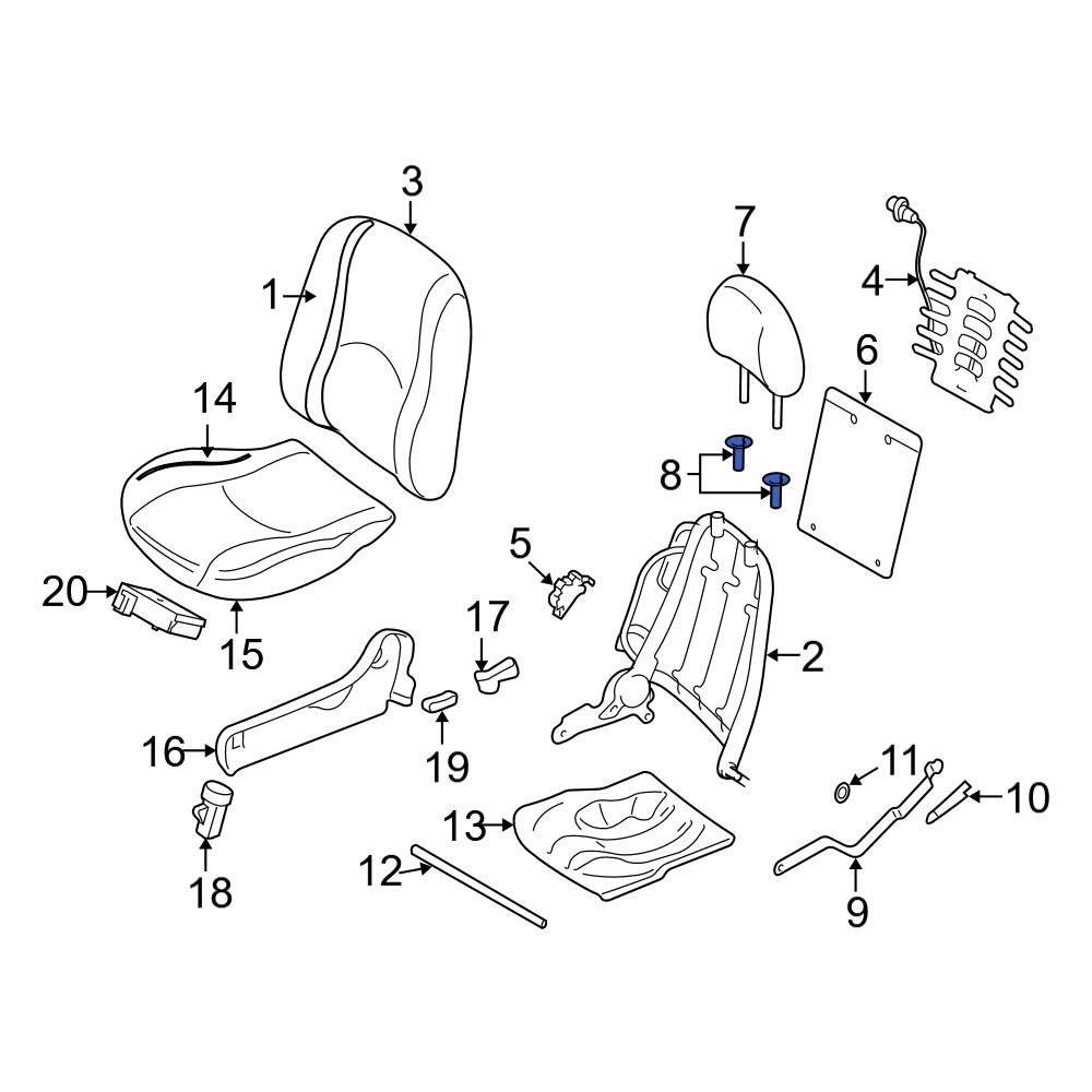 Ford Oe L Z A Cb Front Headrest Guide