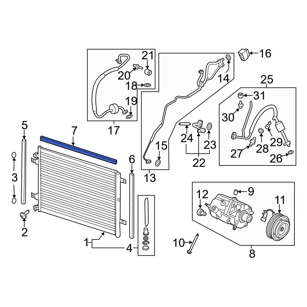 Ford OE HC3Z19E572C Upper A/C Condenser Seal