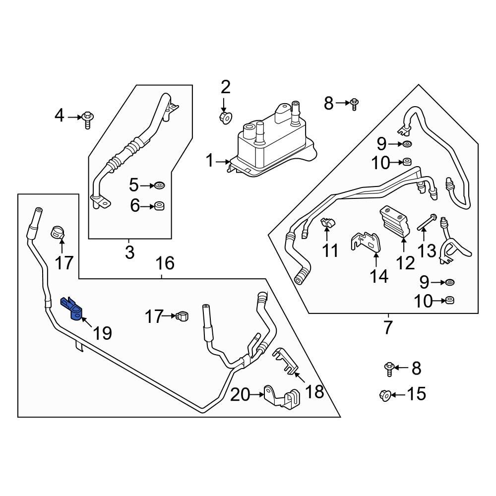Ford OE K2GZ7B147C Right Transmission Oil Cooler Line Bracket