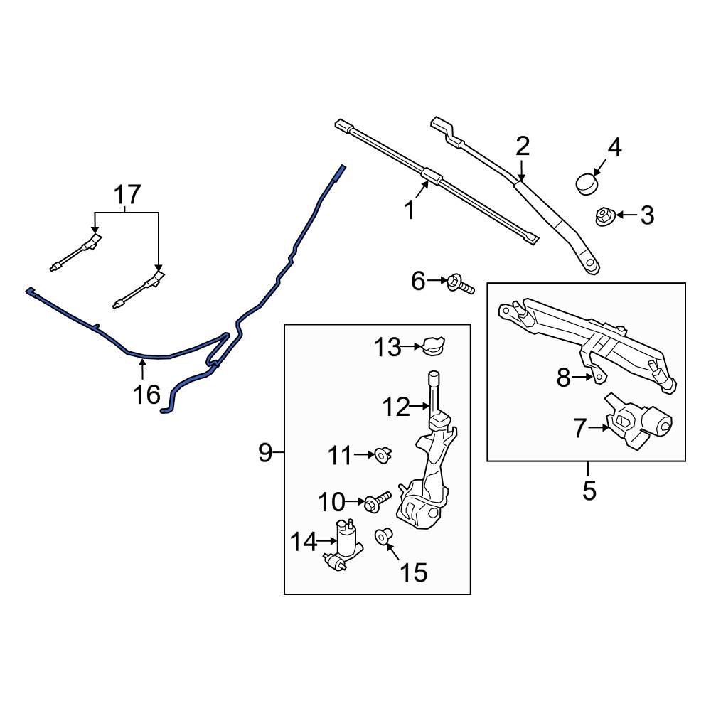 Ford OE GN1Z17A605C Front Windshield Washer Hose
