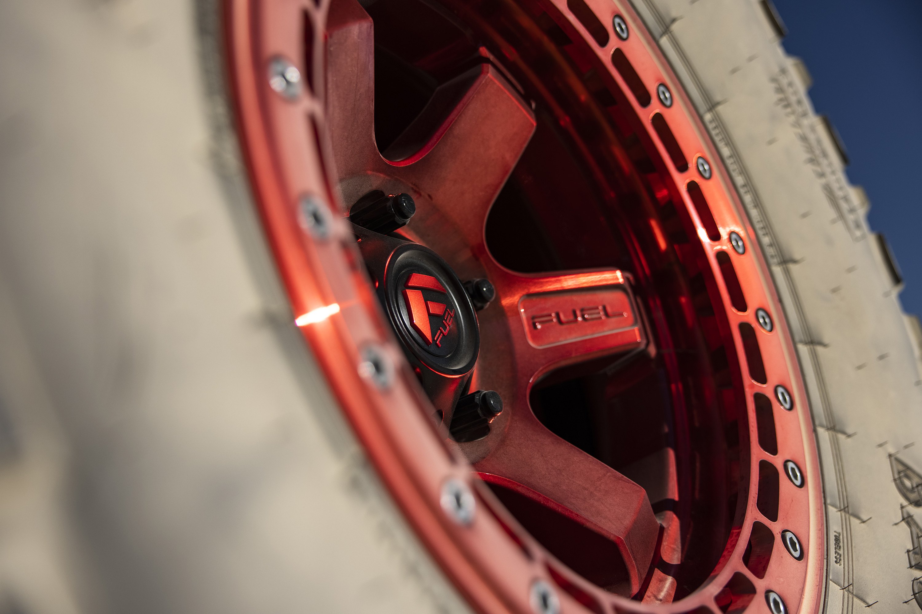 FUEL® D123 BEADLOCK BLOCK Wheels Candy Red with Candy Red Ring Rims