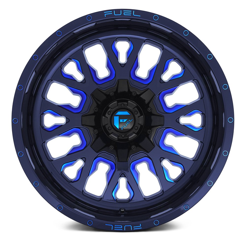 FUEL® D645 STROKE 1PC Wheels - Gloss Black with Candy Blue Accents 