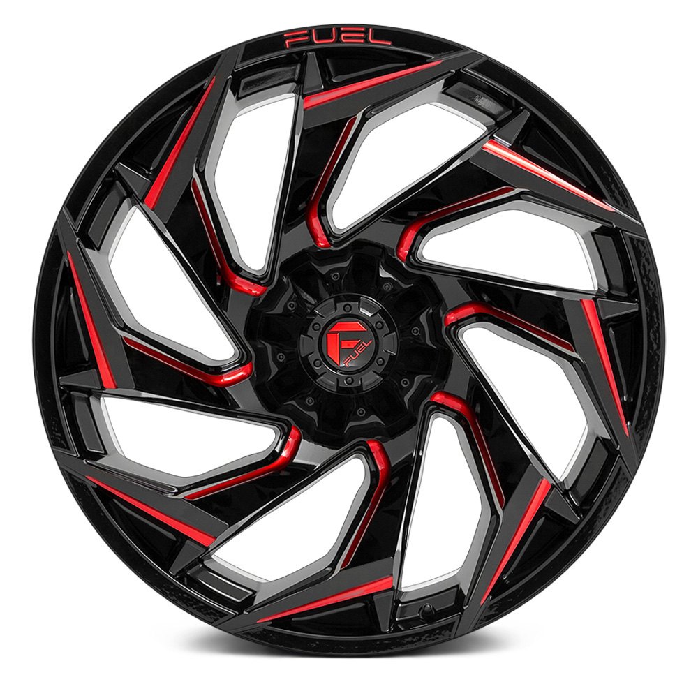 FUEL® D755 REACTION 1PC Wheels Gloss Black with Candy Red Accents Rims