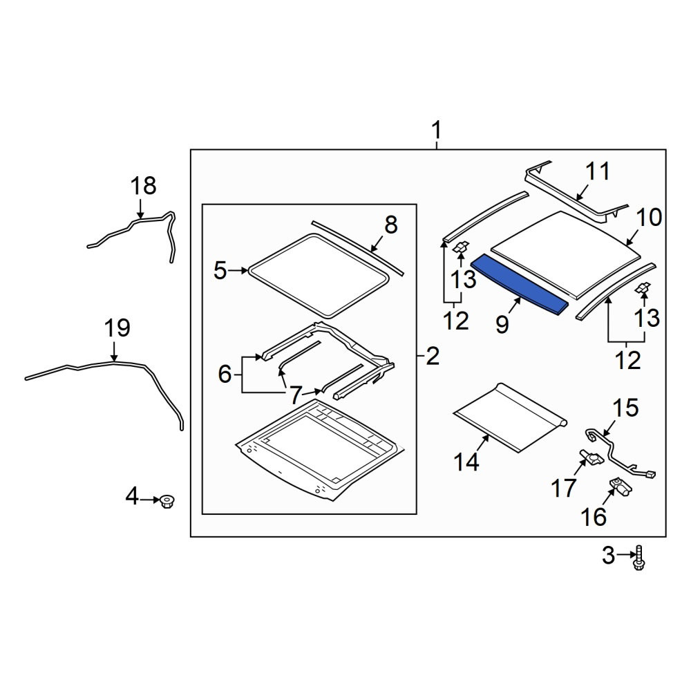 Genesis OE 81620G9000 Front Sunroof Glass