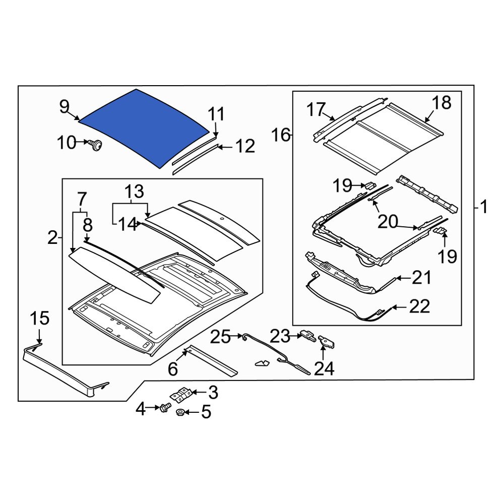 Genesis OE 81620T1000 Front Sunroof Glass