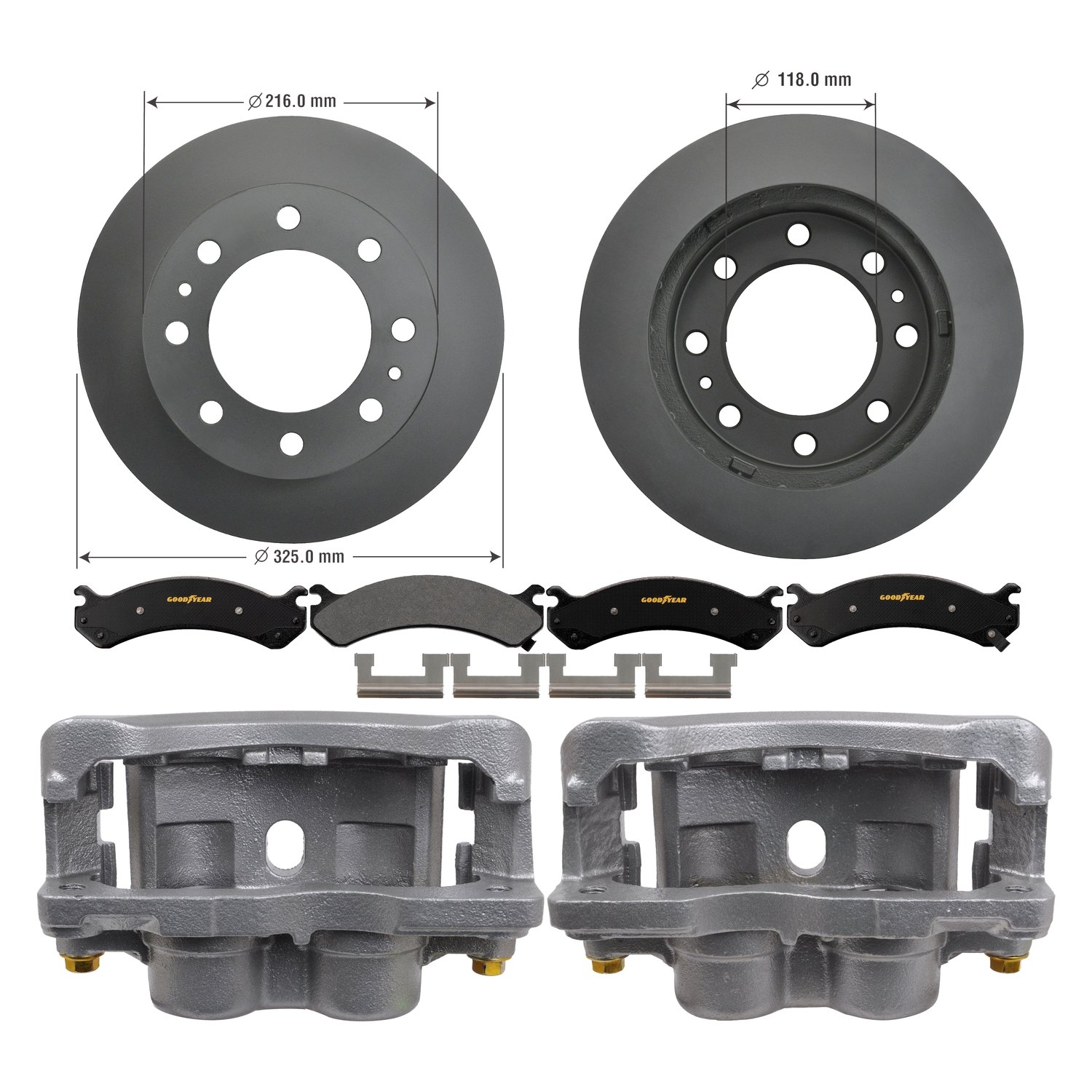 Goodyear Brakes® PRC47682CF Premium Front Brake Kit with Calipers
