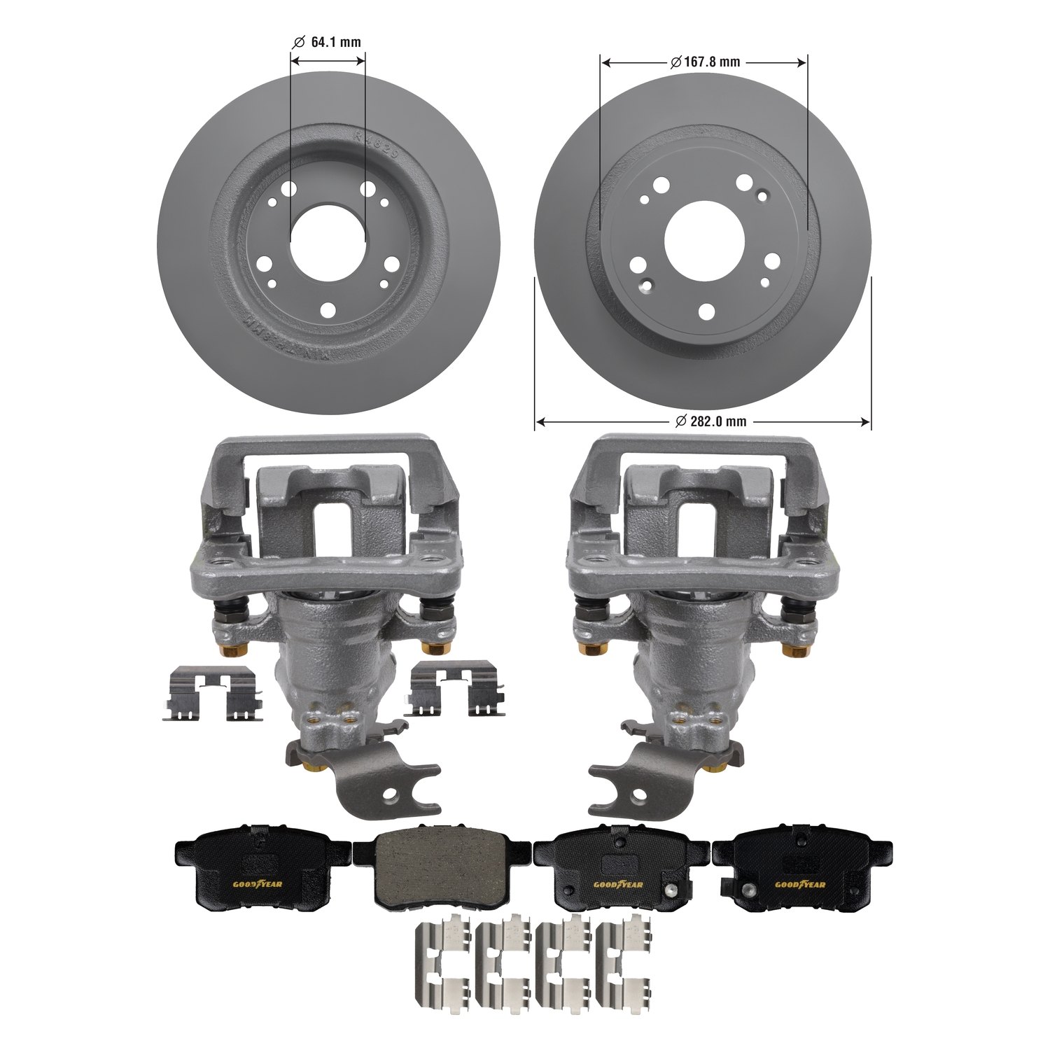 Goodyear Brakes® PRC58768R Premium Rear Brake Kit with Calipers