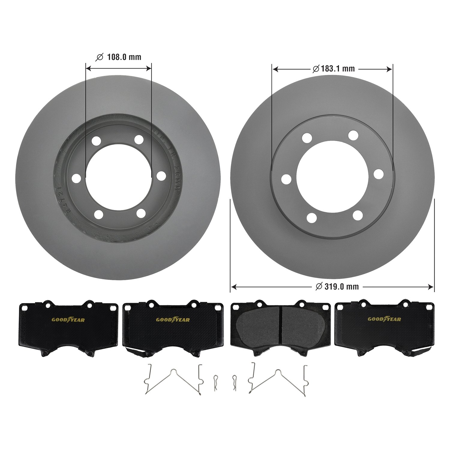Goodyear Brakes® PRK76843F Truck & SUV Front Brake Kit