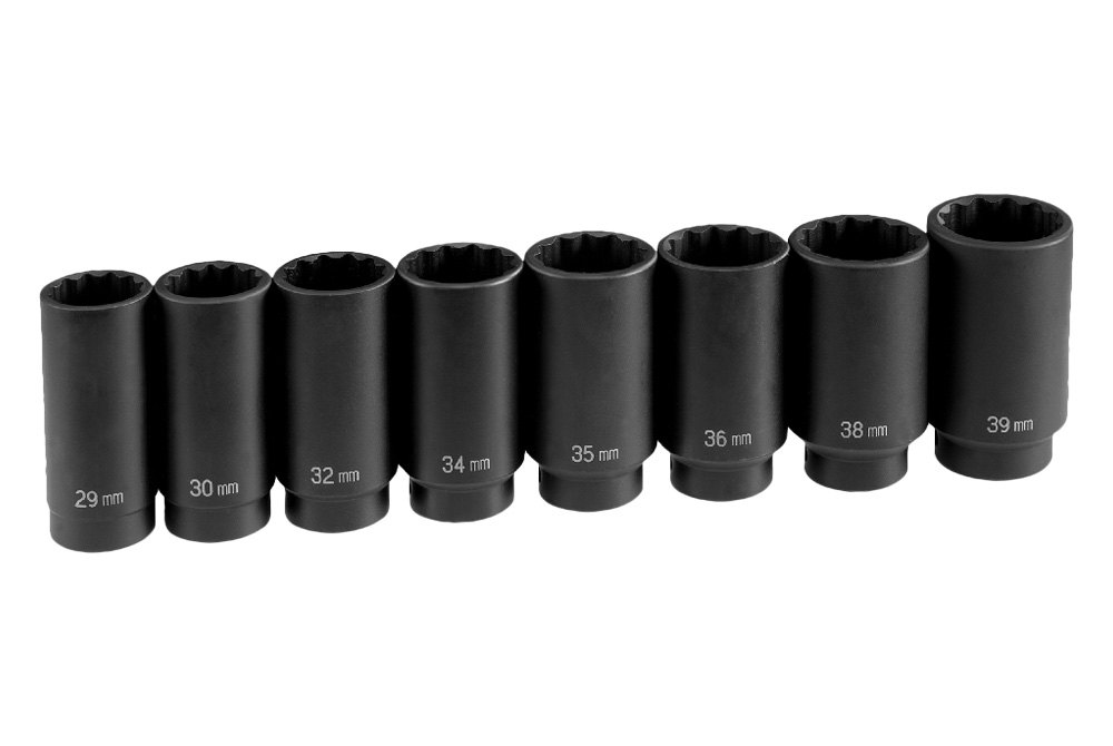 Grey Pneumatic 1708SN 8 Piece 1/2" Drive 12 Point Spindle/axle Nut Socket Set 