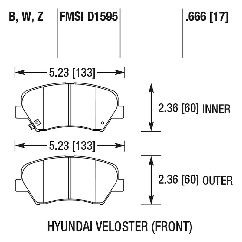 Hawk® Hyundai Veloster 2013 High Performance Street 5.0 Compound Front Brake Pads