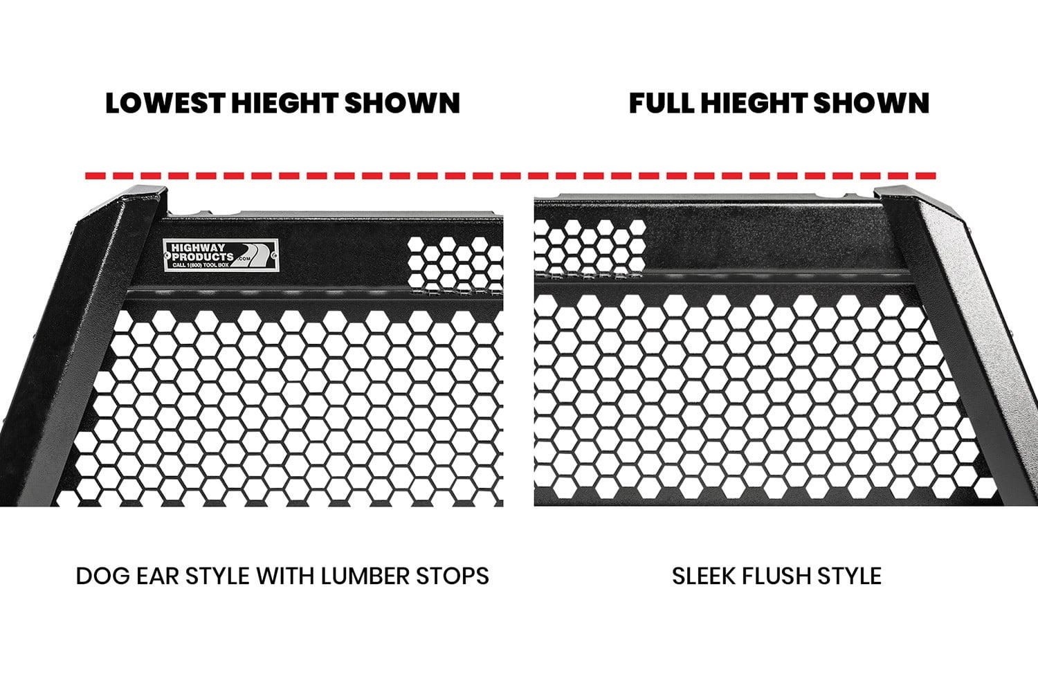 Highway Products® 4011-009-BK62 - Guardian™ Full Mesh Headache Rack