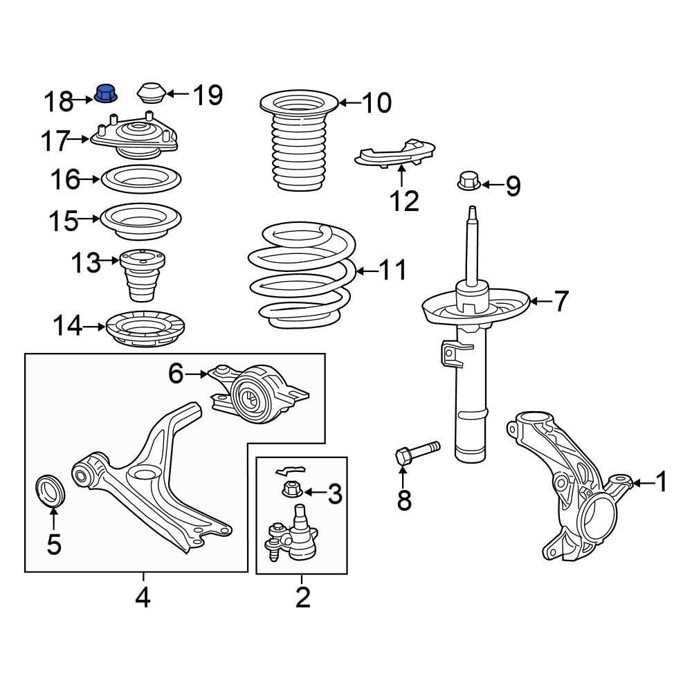Honda OE 90002T2AA00 Suspension Strut Mount Nut