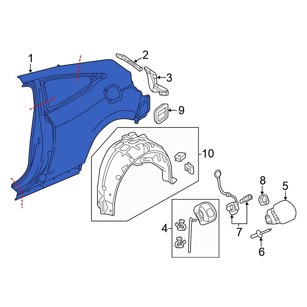 Honda OE 04646TBGA01ZZ Rear Left Outer Quarter Panel