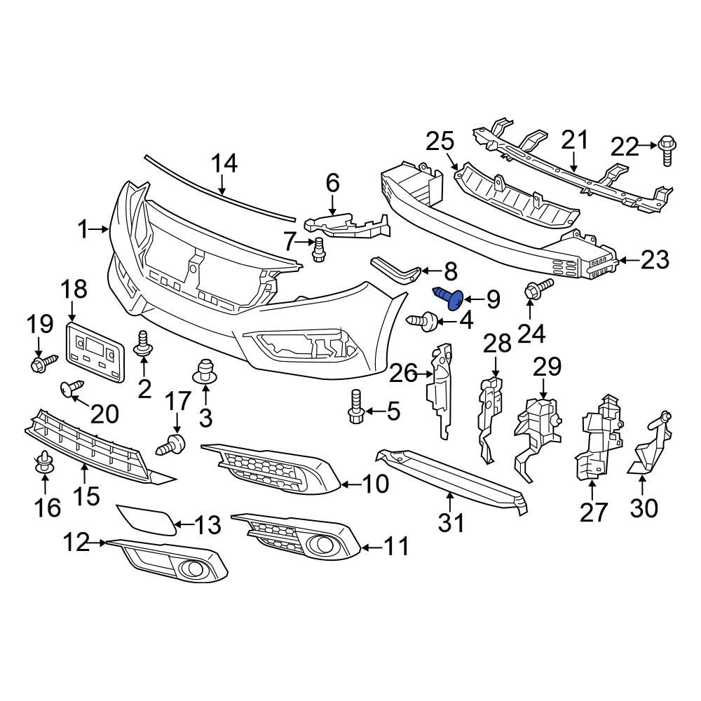 Honda OE 9390345480 Front Bumper Cover Screw