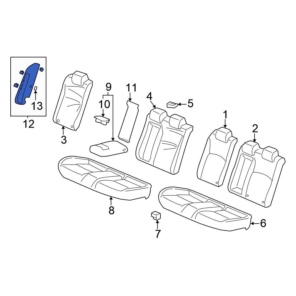 Honda OE 84142T49A01ZA Rear Right Seat Back Bolster Assembly