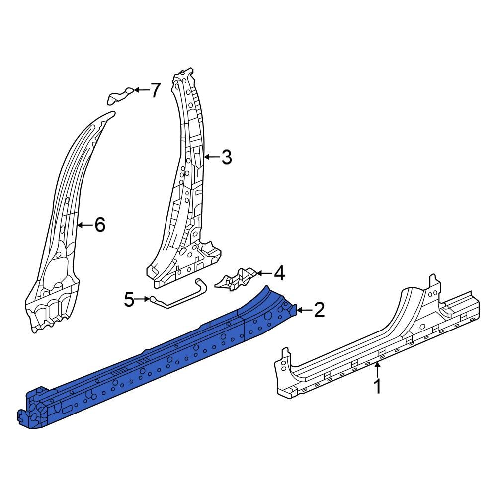 Honda OE 63620T20306ZZ Left Rocker Panel Reinforcement
