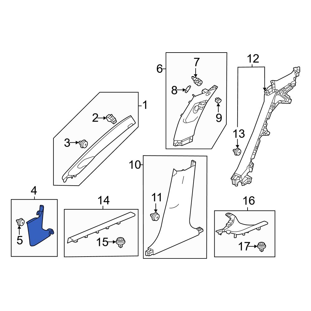 Honda OE 83161T20A01ZA Left Kick Panel Trim