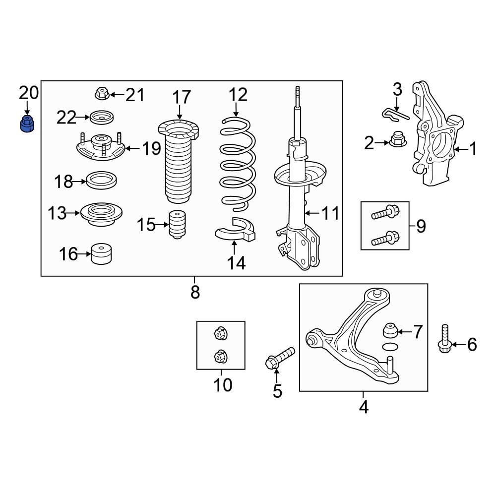 Honda OE 90213SHJL01 Suspension Strut Mount Nut