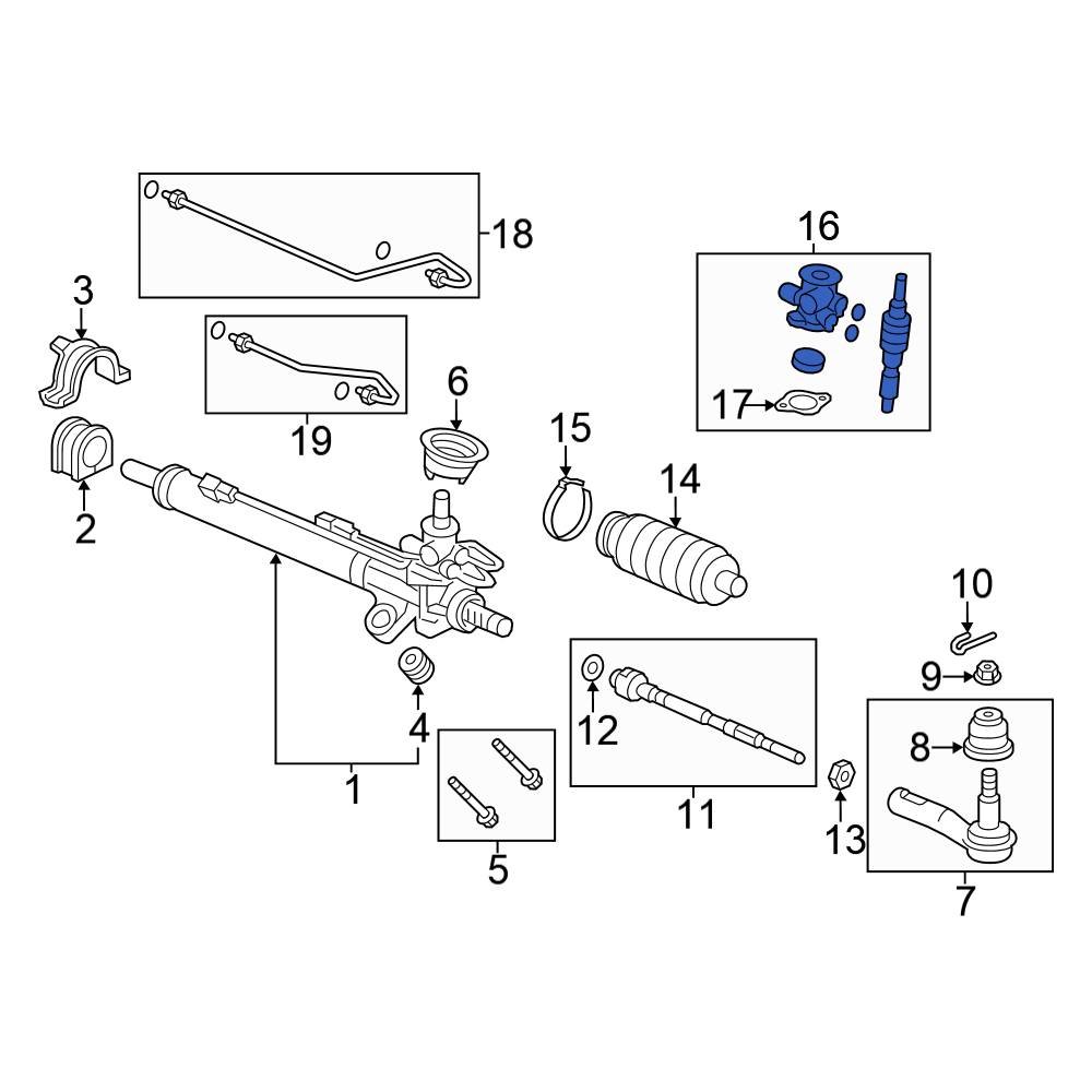 Honda OE 53640TK8A01 Front Rack And Pinion Steering Pinion Shaft